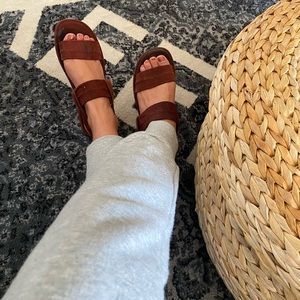 Urban outfitters suede velvet burgundy sandals